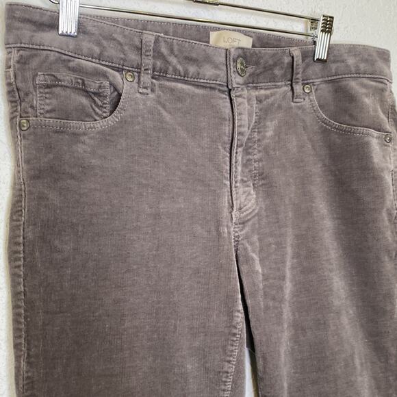 LOFT Outlet Curvy Skinny Women’s Gray Baby Corduroys EUC Sz 14 Cotton Stretch - Picture 2 of 11
